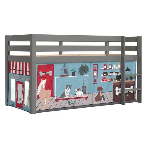 Lit Enfant Surélevé "Pino Pet Shop" 90x200cm Gris