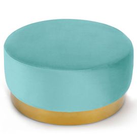 Pouf Rond En Velours Design "Minnie" 75cm Menthe
