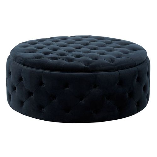 Pouf Rond En Velours "Wilson" 100cm Anthracite