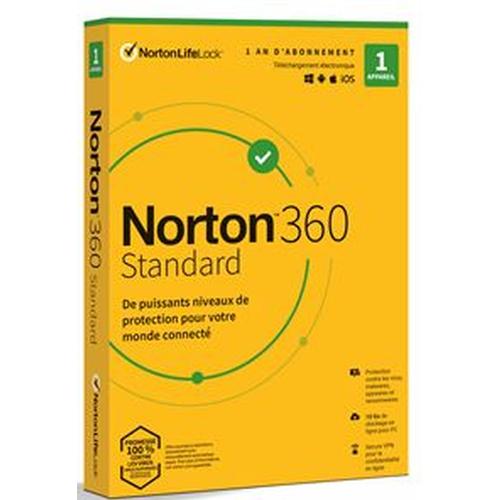 Sans Cb - Norton 360 Standard Esd - 1 Appareil - 1app - 1 An - 10gb Cloud - Envoyé Par Mail