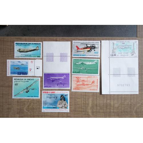 Lot De 9 Timbres Neufs France, Djibouti, Wallis Et Futuna - Avions, Aviation Postale