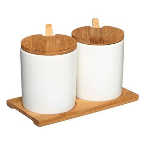 Lot De 2 Pots À Épices "Céramique" 18cm Blanc