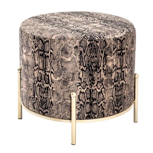 Tabouret En Velours "Motif Serpent" 35cm Marron