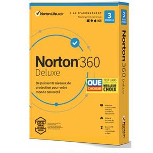 Sans Cb - Norton 360 Deluxe Esd 3 Appareils - 3app - 1 An - 25gb Cloud - Envoyé Par Mail