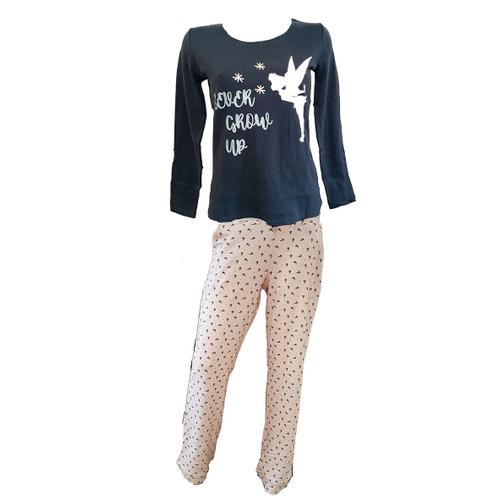 Pyjama Femme La Fée Clochette, Disney En Coton -Chaleur,Douceur Et Confort- Rh 3543 Noir