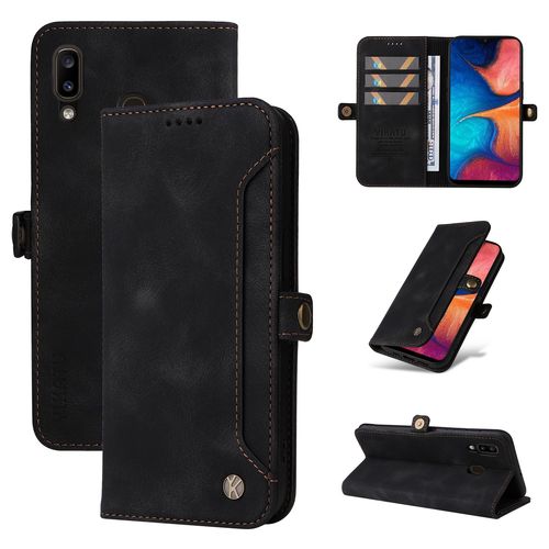 Coque Samsung Galaxy A20,Etui A Rabat Pour Samsung Galaxy A20,Etui Portefeuille 4 Emplacements Pour Cartes,1 Money Pocket,Coque Pour Samsung Galaxy A20,Noir