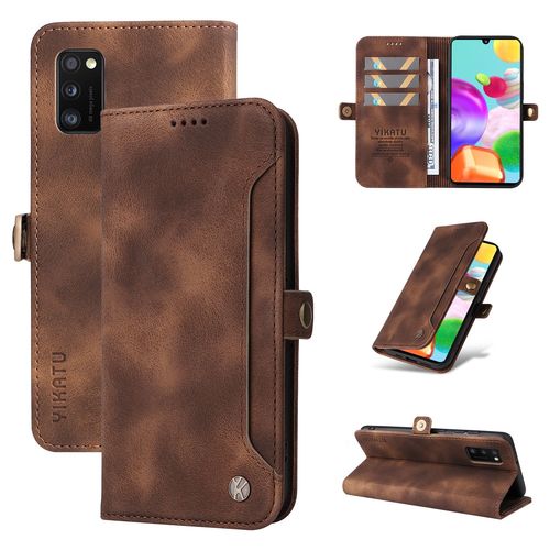 Coque Samsung Galaxy A41,Etui A Rabat Pour Samsung Galaxy A41,Etui Portefeuille 4 Emplacements Pour Cartes,1 Money Pocket,Coque Pour Samsung Galaxy A41,Marron