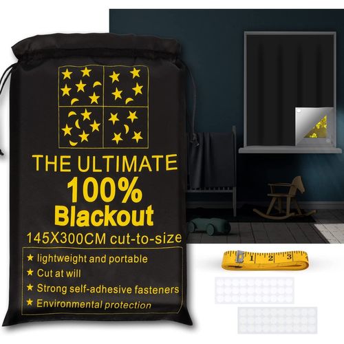 Portable Blackout Shades (118" x 57") Travel Window Blackout Curtains, 100% Blackout Material Temporary Blackout Blinds for Baby Nursery, Bedroom, Dorm Room, or Travel Use