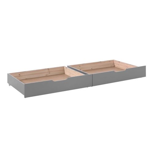 Lot De 2 Tiroirs De Lit "Pino" 90x200cm Gris