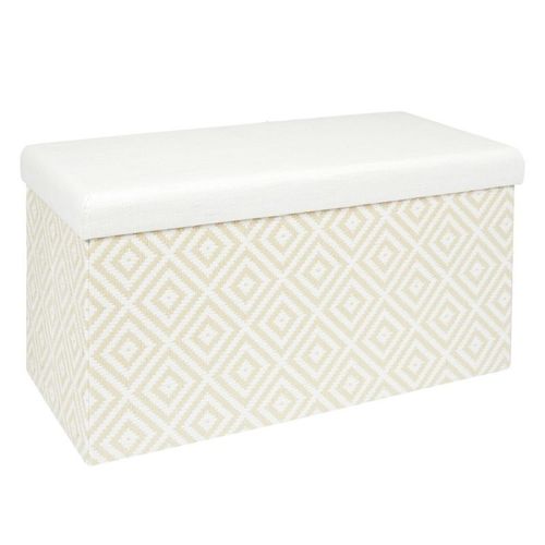 Paris Prix - Banc Coffre Pliable "Tressé" 76cm Blanc