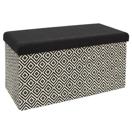Paris Prix - Banc Coffre Pliable "Tressé" 76cm Noir