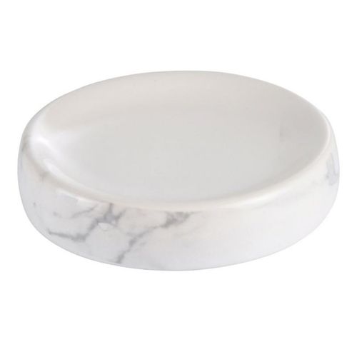Porte Savon en Céramique "Effet Marbre" 11cm Blanc