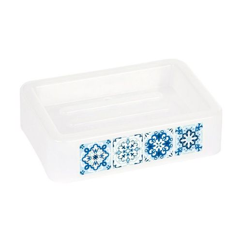 Porte Savon Imprimé "Tiles" 12cm Blanc