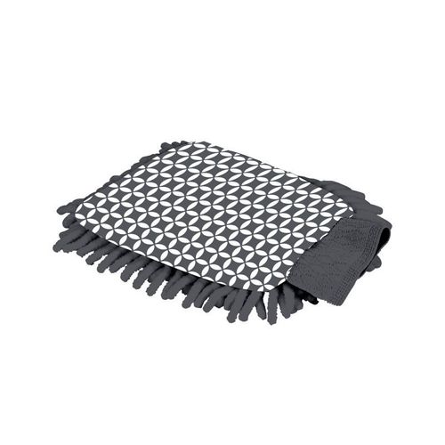 Paris Prix - Gant Microfibre "Geoflower" 23cm Gris & Blanc