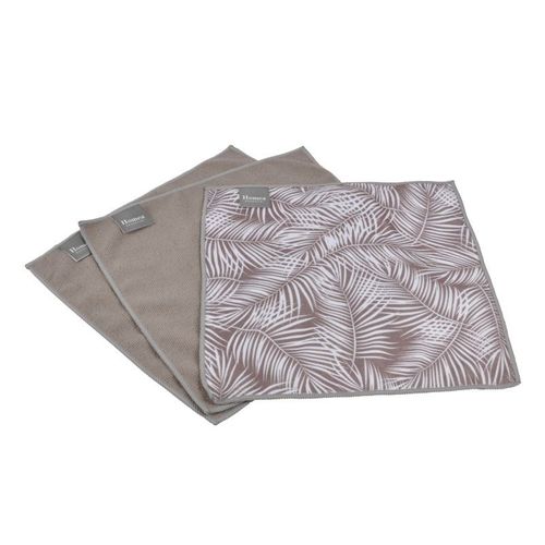 Paris Prix - Lot De 3 Chiffons "Végétal" 30x30cm Naturel