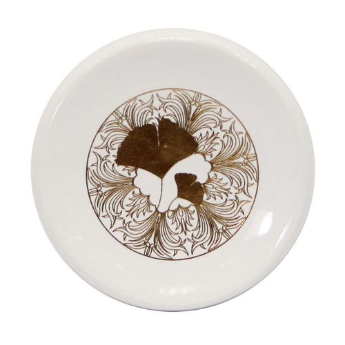 Porte Savon Imprimé "Ginkoblue" 26cm Blanc & Or