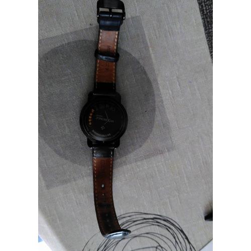 Montre Connectée Watch Homme Mykronoz Zecircle2 Noir Avec Bracelet Cuir Genuine Leather Myxkronoz Dessus Noir
