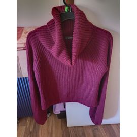 Pull Bordeaux Col Roule Manches Bouffantes