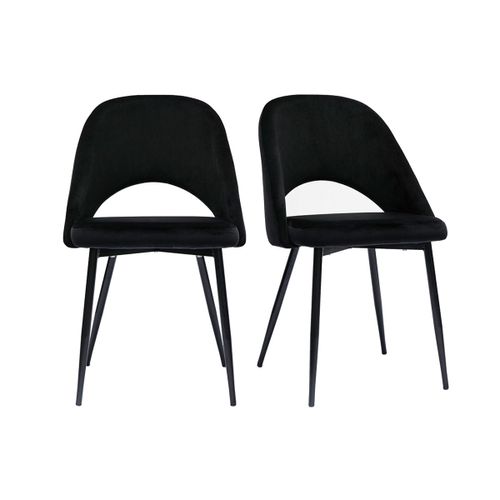 Chaises Vintage En Velours Noir Et Pieds Métal (Lot De 2) Cosette