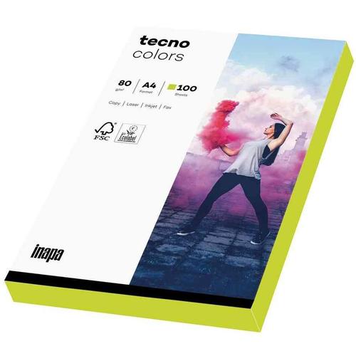 Inapa Pack 100 Feuilles Papier Multifonction Colors A4 80g Vert Fluo