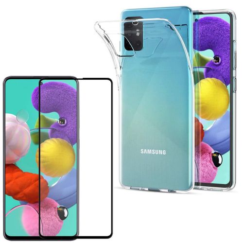 Coque Pour Samsung Galaxy A51 Et Verre Trempe Bord Noir - Protection Silicone Souple Ultra Mince Film Vitre Protection Ecran Phonillico©