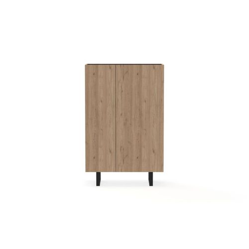 Buffet Haut 2 Portes 90 Cm Opera Effet Chêne Et Imitation Marbre Noir