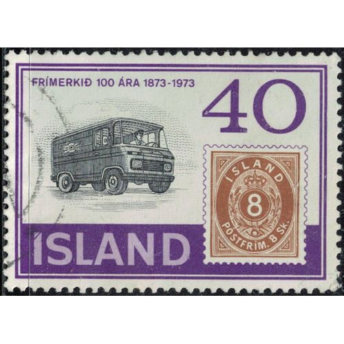 Islande 1973 Oblitéré Used Centenaire Du Timbre Et Véhicule Postal Y&t Is 429 Su