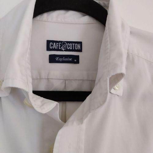 Chemise Café Coton Blanc Taille M