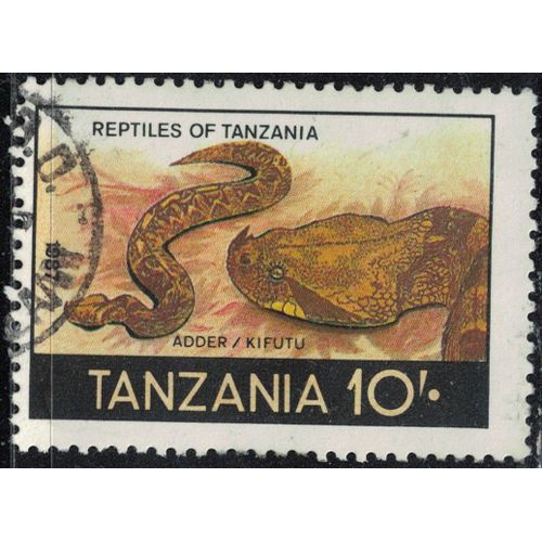 Tanzanie 1987 Oblitéré Used Reptile Bitis Arietans Vipère Heurtante Serpent Y&t Tz 327 Su