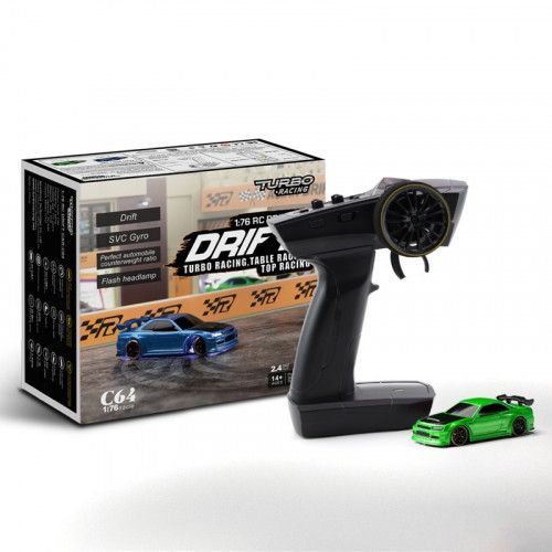 Turbo Racing Micro Drift 1/76ème Verte Rtr- Tb-C64-Turbo Racing