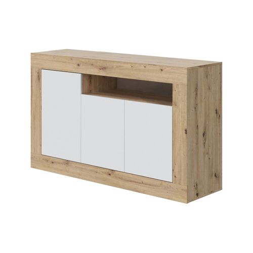 Buffet Effet Bois Beige, Blanc 167x42h87 Cm
