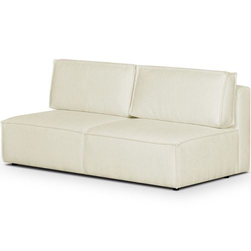 Module Canapé 2 Places En Tissu Bouclé Écru