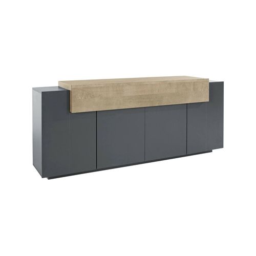 Buffet Effet Bois Anthracite, Beige 220x45h86 Cm