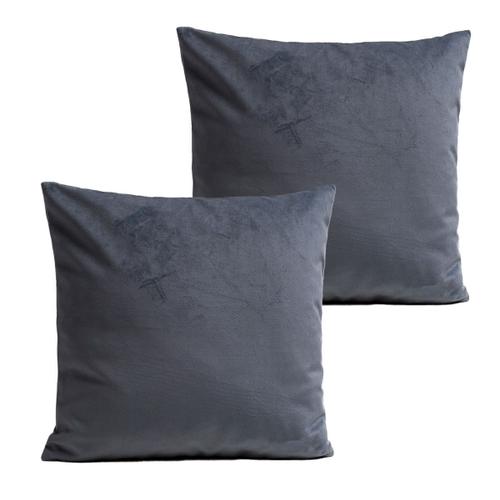 Coussins Uni Lot De 2 Velours Gris 40x40cm