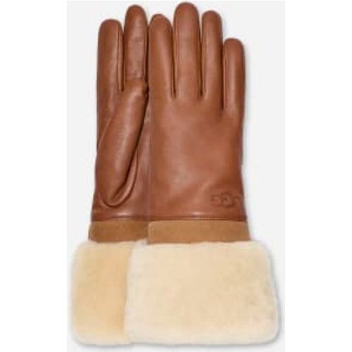 Gant En Cuir Avec Revers En Peau De Mouton In Brown, Taille S