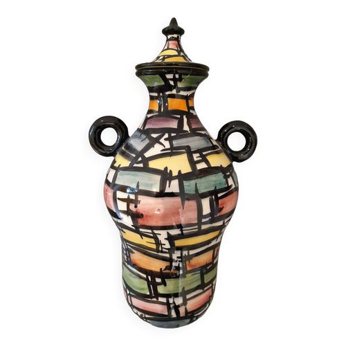 Superbe grand vase jarre cramique vallauris jacques laurent noir