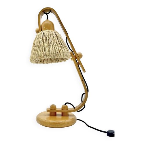Lampe Articule En Bois Et Corde Annes 70 Bois