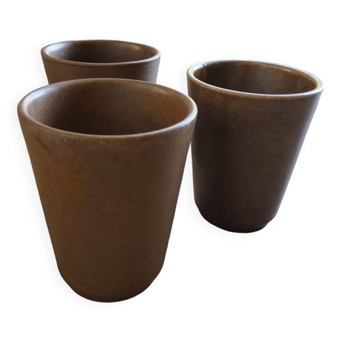 Lot De Verres En Grs Digoin Marron