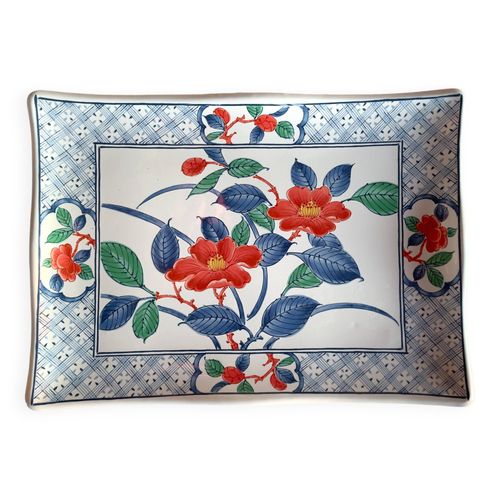 Plateau Japonais En Tle Maille   Dcor Imari 1960 Multicolore
