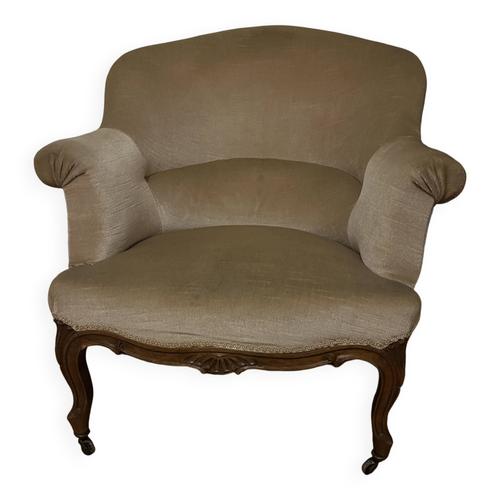 Fauteuil Crapaud Velours Beige Beige