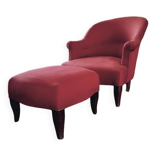 Fauteuil Crapaud Et Repose Pieds Rouge