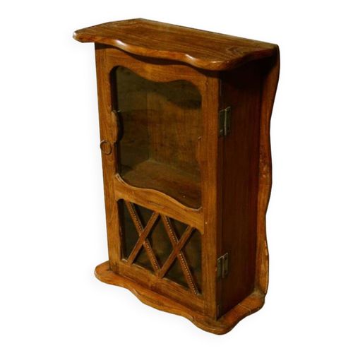 Vitrine Murale Marron Ancienne Annees 50 Bois Vieux Teck Inde Marron