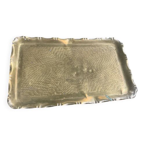 Plateau Rectangulaire Vintage En Mtal Martel Dore