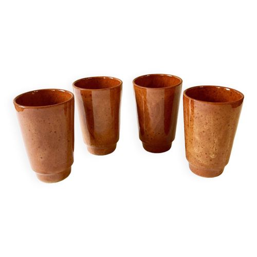 Gobelets En Terre Cuite Vernisse Effets Mouchet Marron