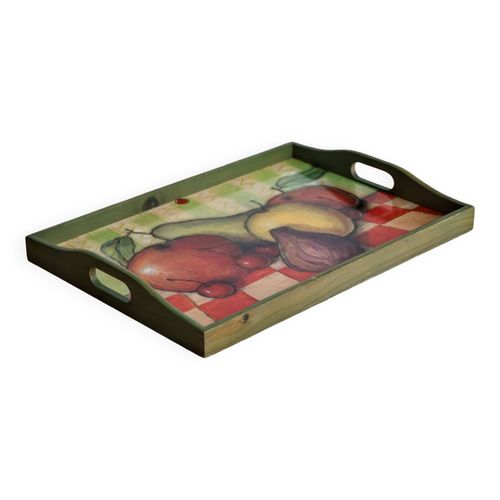 Plateau De Service En Bois Dcor Fruits En Couleur Vert Multicolore