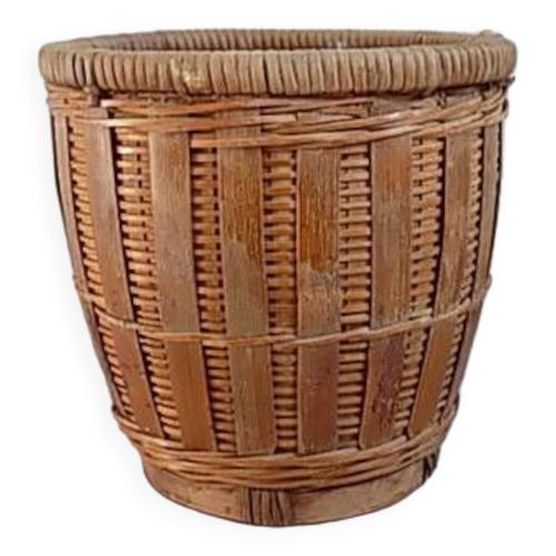 Petit Cache Pot En Rotin Marron