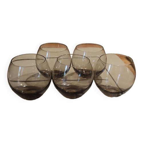 5 Verres  Shot Bubble En Verre Fum Gris