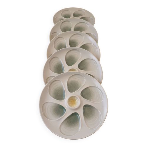 Assiettes A Huitres Cramique Vert