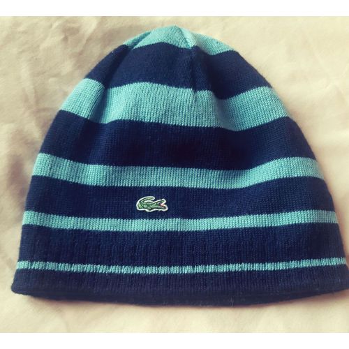 Bonnet Lacoste Rayé Bleu Marine Et Bleu Clair