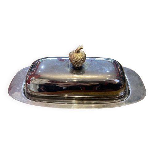 Beurrier Vintage En Mtal Et Verre Argent